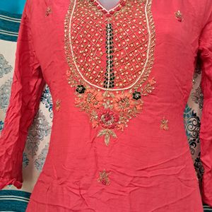 Beautiful Carrot Red Kurti Size 38 M