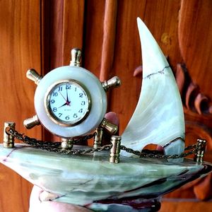 Beautiful Marble Ship Paperweight Home Decor