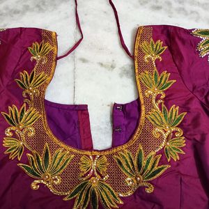 An Embroidered Blouse With Lotus Design All Over