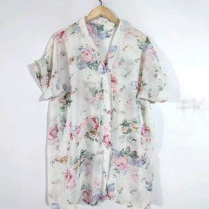 White Floral Print Top (Women's)