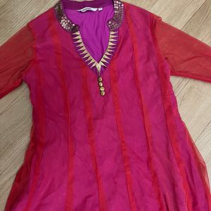 Pink And Red Anarkali