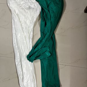 Neww 2 Combo Satin Silk Salwar Green And White