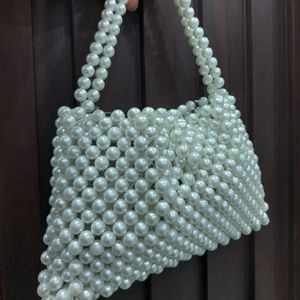 Handwork Pearl White Handbag