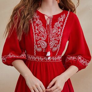 Branded Red Embroidered Dress