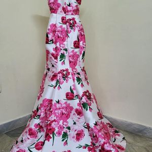 Beautiful Flower Print Mermaid Gown