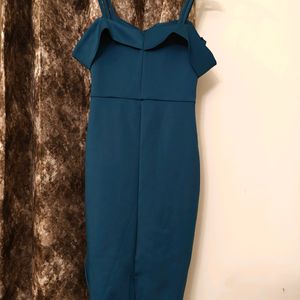 Teal Corset Bodycon Off Shoulder Dress