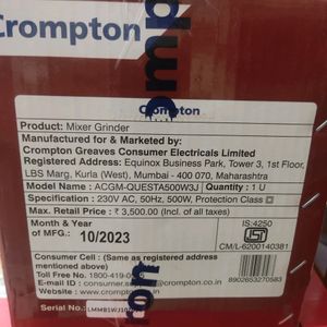 CROMPTON QUESTA MIXER GRINDER 500W