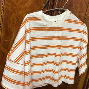 H&M Oversized Striped Crop Top