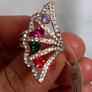 Size 17 Multi Color AD Stone Ring Like New