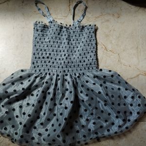 Grey Black Dotted Crop Top