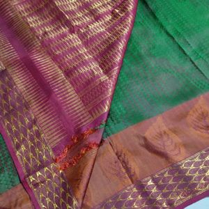 Green And Maroon Silk Saree