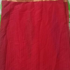 Red Chanderi Cotton Saree