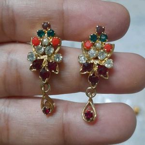 Multicolour Stones Screw back type Earrings