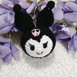 Amigurumi Kuromi Face Keychain