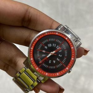 Red Silver Watch