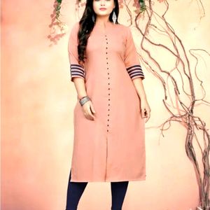 Kurti korean button check designtrend pink1pic 4XL