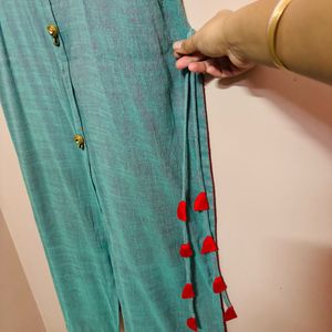 See Green Hand Embroidered Kurta