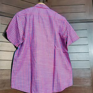 Colorplus Men Pink Checks Cotton Tailor Fit Shirt