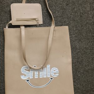 Casual Handbag With Small Coin Bag Attached