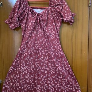 Maroon Sexy Flowers Dress