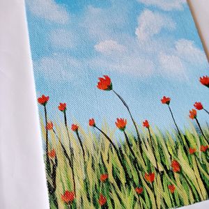 Flowers Acrylic Painting Canvas Board (HANDMADE)