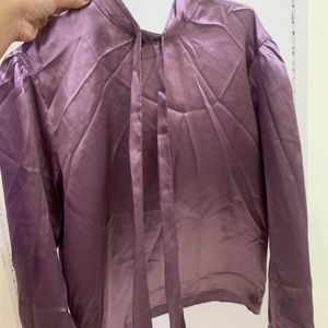 Mauve Satin Shirt For Office Wear