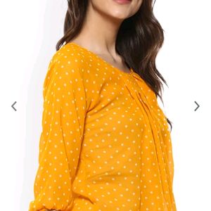 Mayra Yellow Printed blouson Top