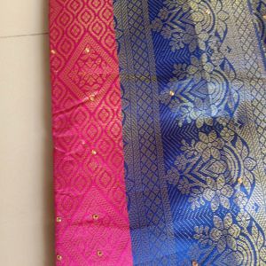 Beautiful Saree With Brocade Blouse Peace