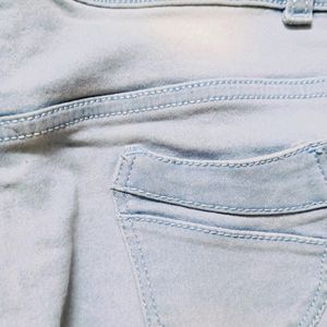 Light Blue rugged Half Jeans