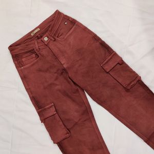 Brownish Faded Cargo Jeans By RIG