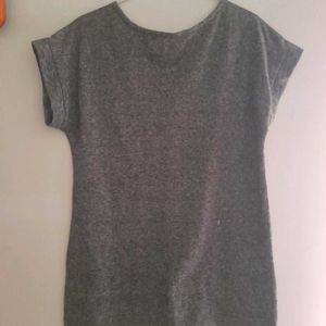 A Grey Colour Printed Women's T shirt