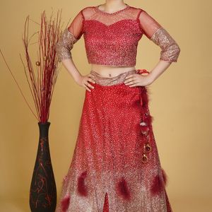 Cherry Red Lehenga Set