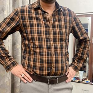 Brown Check Mens Shirt