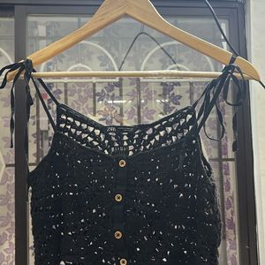 Zara Black Crochet Top