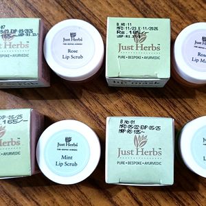 Just Herbs Combo Of 4 Lip Scrub & Masks- Rose-Mint