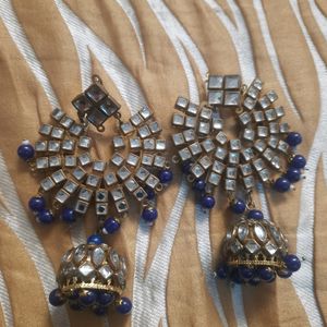 Pair Of Blue And Golden Earwear