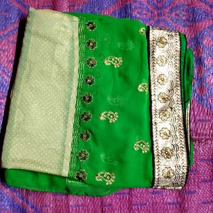 Beautiful Green Thread Work Saree