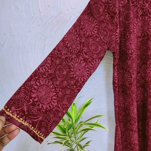 Pinkish Maroon Embroidered Kurta