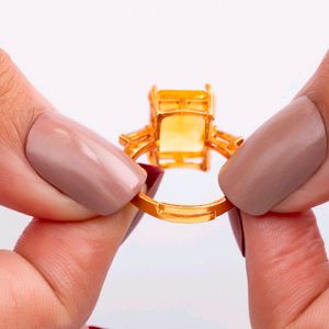 Refined Topaz Rectangle Crystal AD Ring (Adjustabl