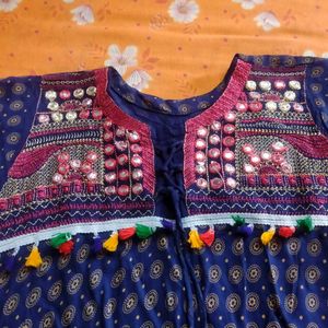 Blue Mirror Work Kurti