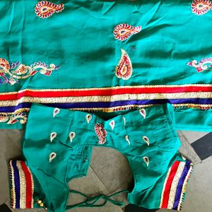 Green Colour Embroidery Saree