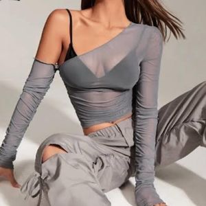 Shein Off Shouler Mesh Top