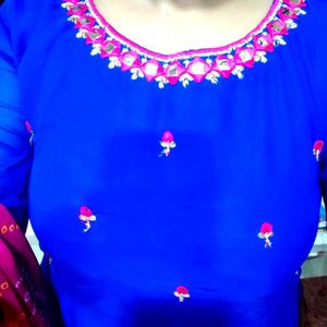 Blue Anarkali With Pink Dupatta ❤️