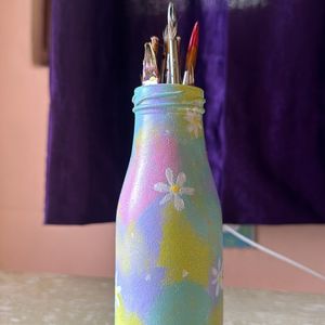 Hand Painted Varnished Aesthetic Glass Bottle.