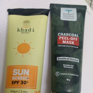 Charcoal Peel -Off Mask For Men And Khadi Sun Scre