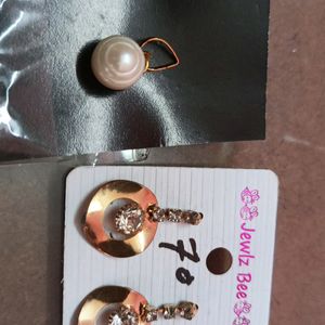 Pearl Pendant & Stone Studded Ear Rings