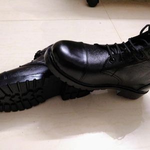 XHUGOY CHAIN LACE-UP COMBAT POLICE DMS BOOT BLACK