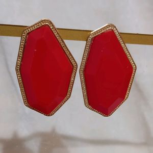 Party Wear Red Earrings (Set Of 2)