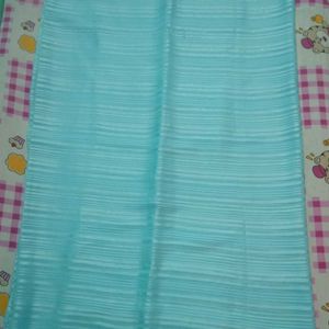 Sangria Blue Partywear Striped Saree (No Blouse)