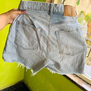 H&M light blue washed ripped shorts